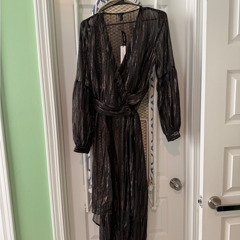 Express Black Metallic Stripe Dress